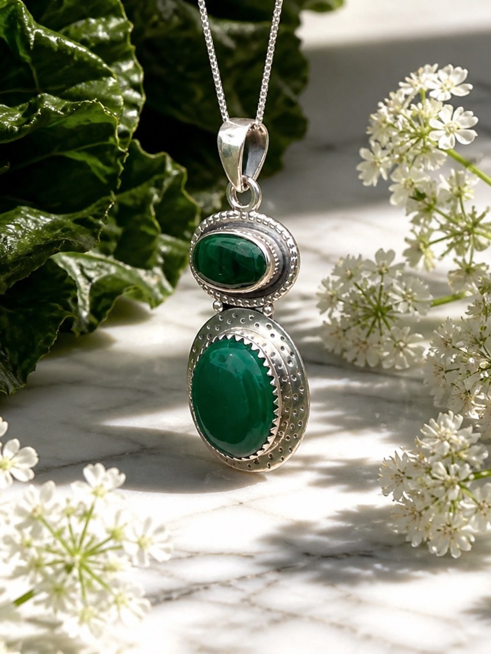 Green Onyx & Malachite Necklace